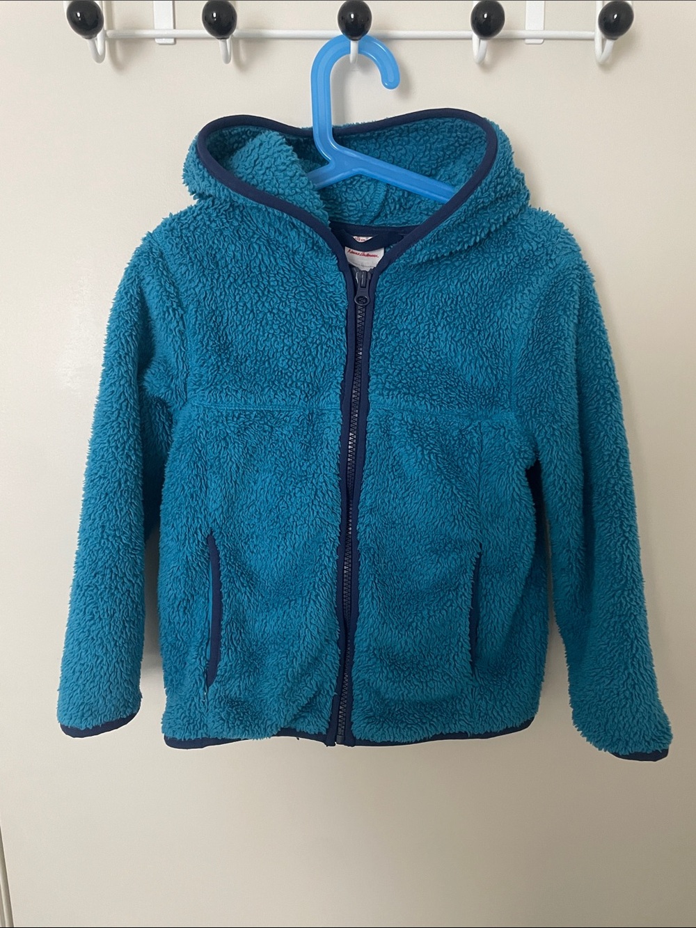 Hanna Andersson Teal Blue Marshmallow Fleece Zip Hoodie size 5